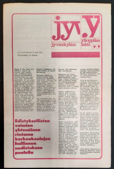 Jyväskylän ylioppilaslehti vuosikerta 1969 vajaa