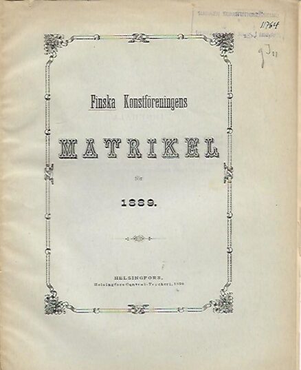 Finska konstföreningens matrikel för 1889