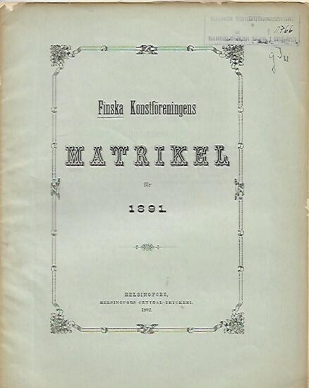 Finska konstföreningens matrikel för 1891
