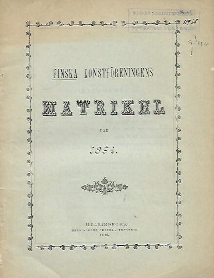 Finska konstföreningens matrikel för 1894