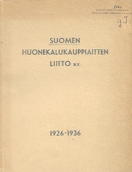 Suomen huonekalukauppiaitten liitto r.y. 1926-1936