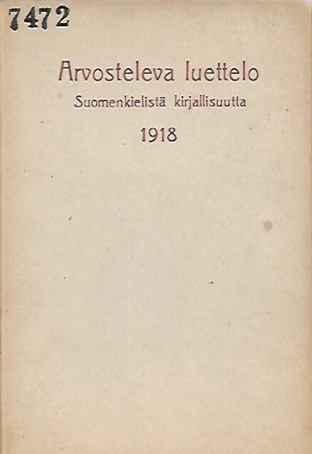 Arvosteleva luettelo suomenkielistä kirjallisuutta 1918