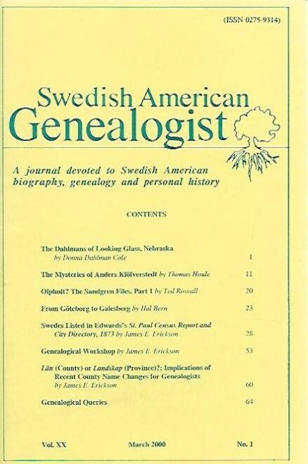 Swedis American Genealogist 1/2000