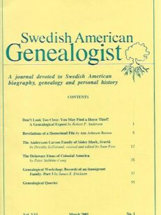 Swedis American Genealogist 1/2001