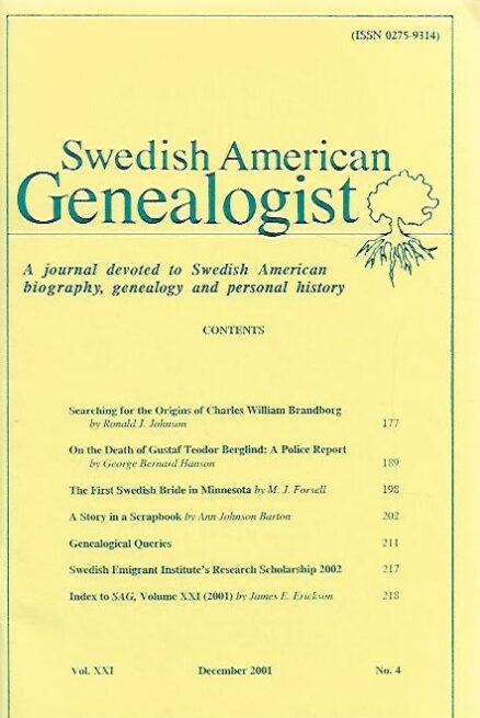 Swedis American Genealogist 4/2001