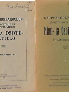 Kauppakorkeakoulun Luennoitsijain ja oppilaiden Nimi- ja Osoteluettelo - Kevät- ja Syyslukukaudella 1914