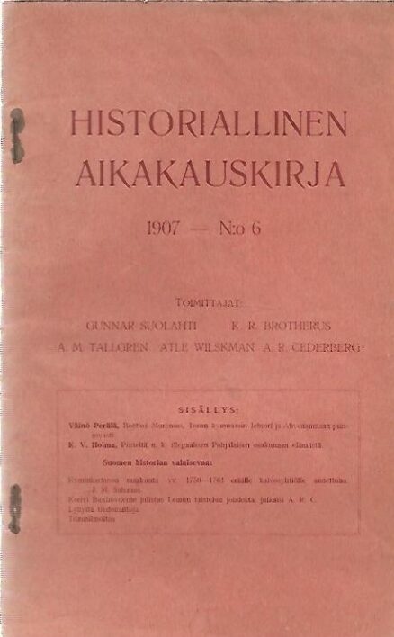 Historiallinen aikakauskirja 1907 N:o 6