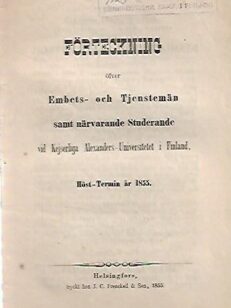Förteckning öfver Embets- och Tjenstemän samt närvarande Studerande vid Kejserliga Alexanders-Universitetet i Finland - Höst-Termin år 1855