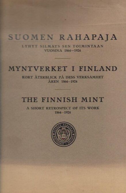 Suomen rahapaja - lyhyt silmäys sen toimintaan vuosina 1864-1924