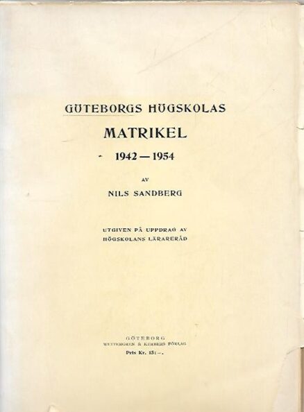 Göteborgs högskolas matrikel 1942-1954