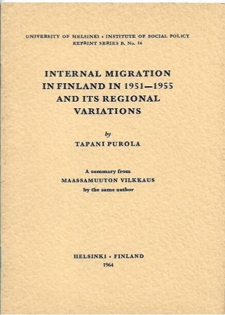 Internal migration in Finland in 1951-1955 and its regional variations