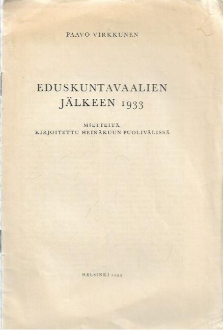 Eduskuntavaalien jälkeen 1933