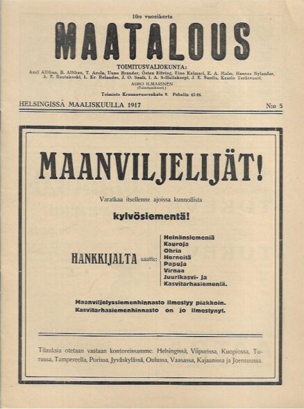 Maatalous (N:o 5, 1917)