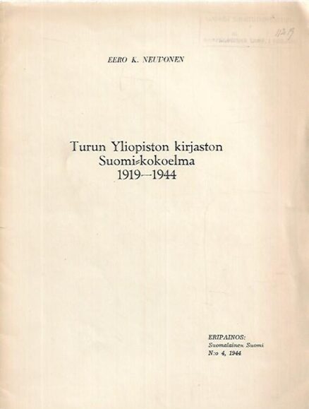 Turun Yliopiston Kirjaston Suomi-kokoelma 1919-1944