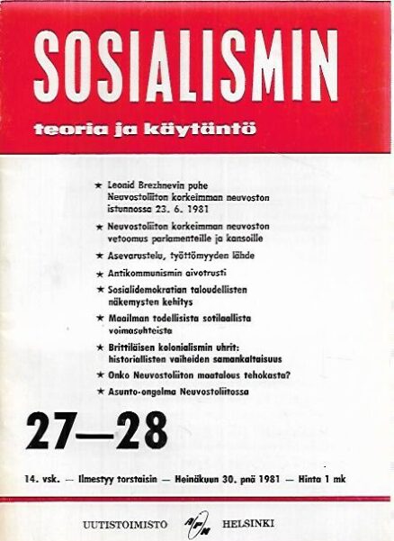 Sosialismin teoria ja käytäntö 1981-27-28