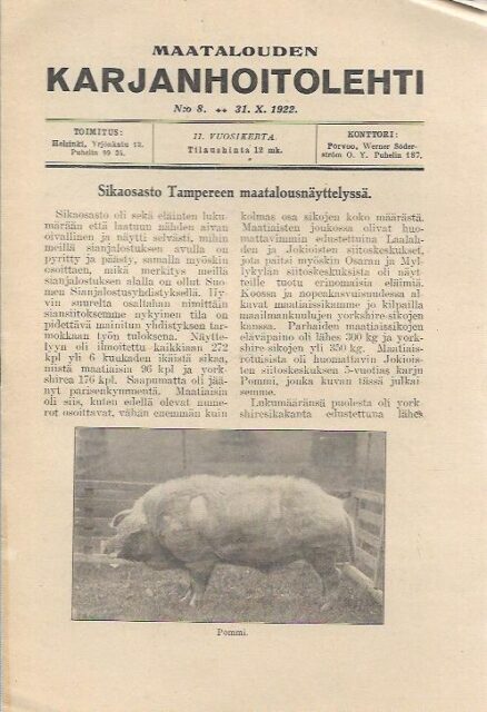 Maatalouden Karjanhoitolehti (N:o 8, 1922)