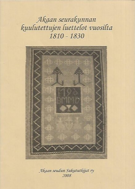 Akaan seurakunnan kuulutettujen luettelot vuosilta 1810-1830