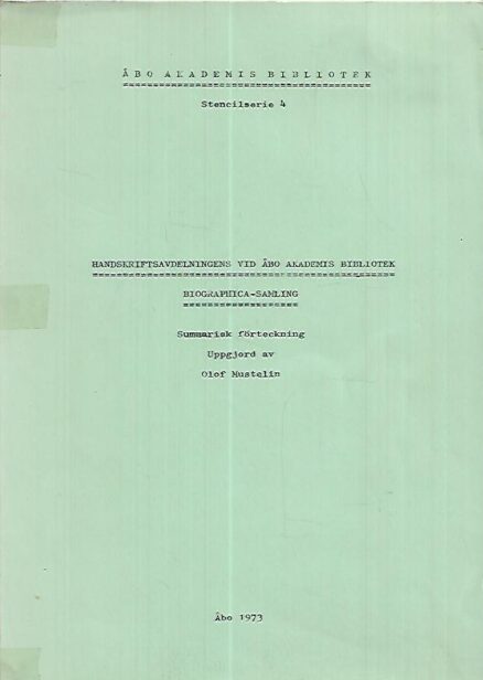 Handskriftsavdelningens vid Åbo Akademis bibliotek - Biographica-samling