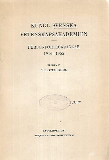 Kungl. Svenska Vetenskapsakademien personförteckningar 1915-1955