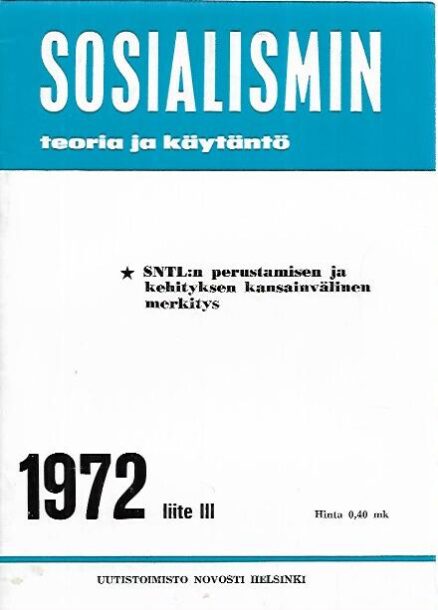 Sosialismin teoria ja käytäntö 1972 liite III