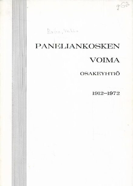 Paneliankosken Voima Osakeyhtiö 1912-1972