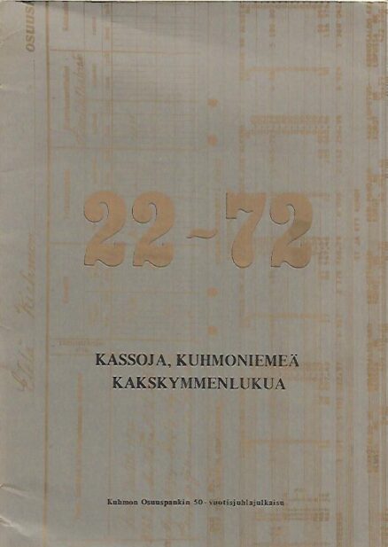 22-72 Kassoja, Kuhmoniemeä, kakskymmenlukua : Kuhmon Osuuspankin 50-vuotisjuhlajulkaisu
