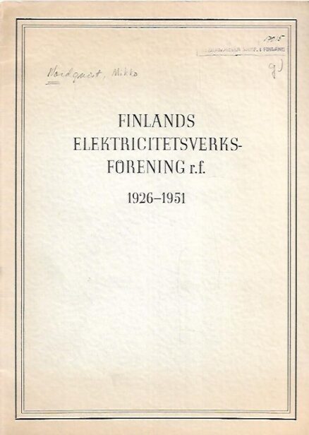 Finlands Elektricitetsverksförening r.f. 1926-1951