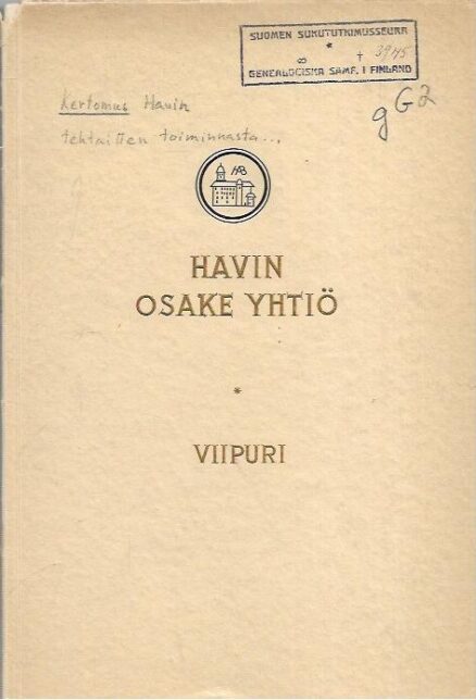 Havin Osake Yhtiö 1829-1929