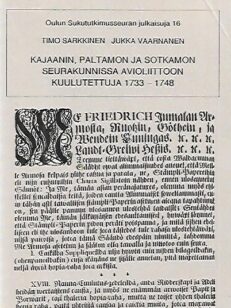Kajaanin, Paltamon ja Sotkamon seurakunnissa avioliittoon kuulutettuja 1733-1748