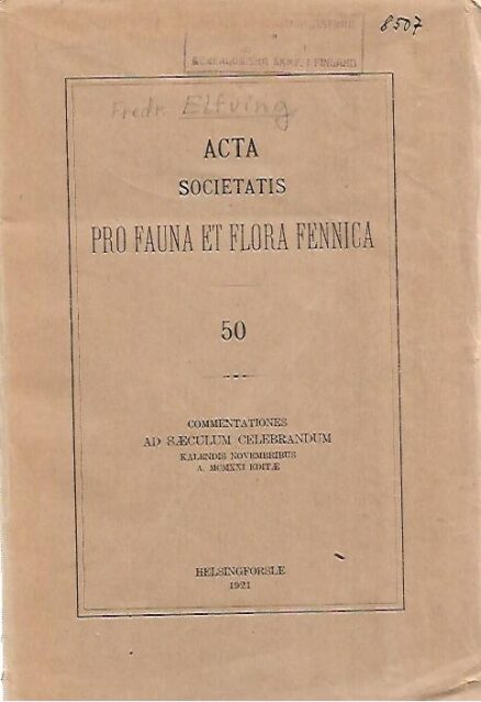 Societas pro fauna et flora fennica 1821-1921