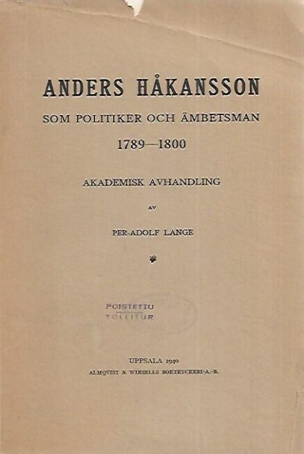 Anders Håkansson som politiker och ämbetsman 1789-1800