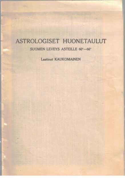 Astrologiset huoneentaulut suomen leveysasteille 60 - 66