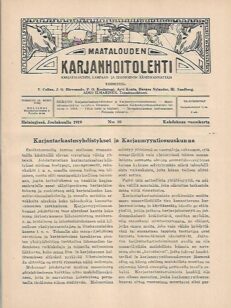 Maatalouden Karjanhoitolehti 10/1919