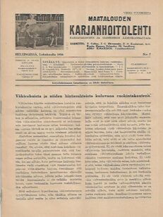 Maatalouden Karjanhoitolehti 7/1916