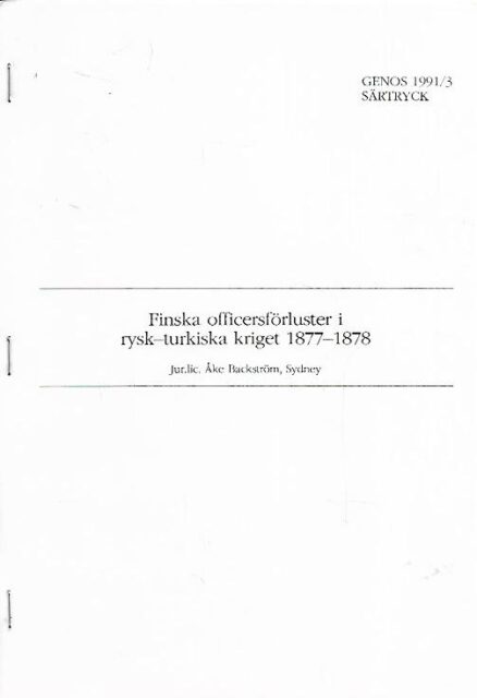 Finska officersförluster i rysk-turkiska kriget 1877-1878