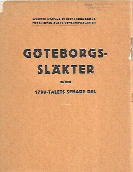 Göteborgssläkter under 1700-talets senare del