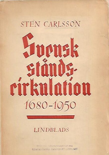 Svensk ståndscirkulation 1680-1950